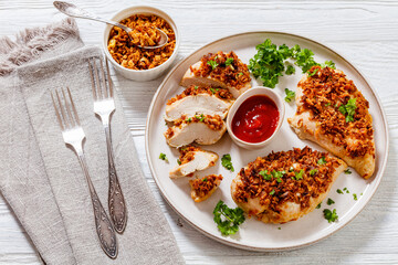 chicken breasts with crunchy fried onion coating