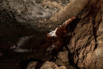 The cave  where the primitive people lived in Tel Yodfat National park, in northern Israel
