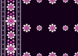 Seamless pattern beautiful little flower blooming drawing  traditional tribal Texture decoration backdrop background