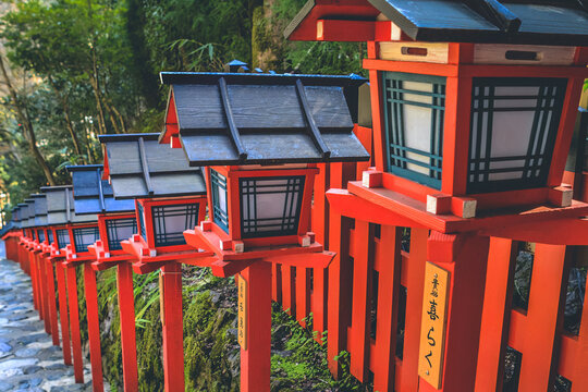 a Traditional light pole in Kifune shrine , 12 April 2012