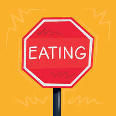 Warning sign (Eating), vector illustration.