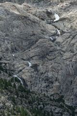 Ausfluss des Rhonegletschers durch die frei gelegten Felsen, bei Gletsch, Obergoms, Kanton Wallis,...