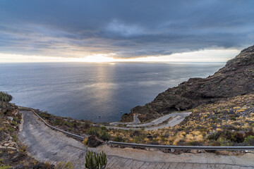Spectacular zigzag curved road down to Poris de Candelaria