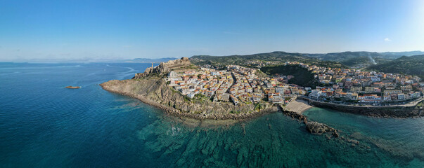 Fototapeta na wymiar Drone view at the village of Castelsardo on Sardinia, Italy