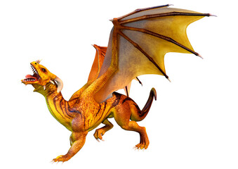 3D Rendering Fairy Tale Dragon on White