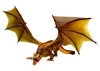 Naklejka premium 3D Rendering Fairy Tale Dragon on White