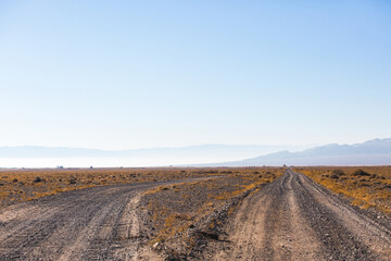 Fototapeta na wymiar Gravel roads in the steppe of Kazakhstan