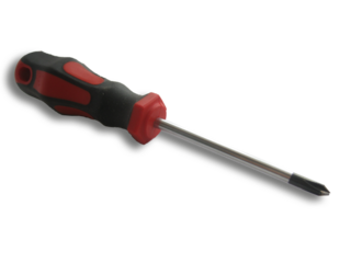 Destornillador rojo en fondo transparente.