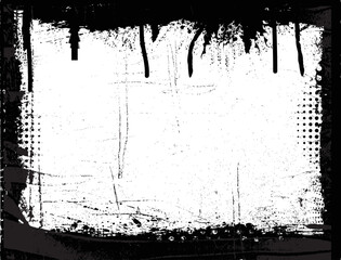 Splatter Paint Texture . Distress Grunge background . Scratch, Grain, Noise rectangle stamp . Black Spray Blot of Ink.Place illustration Over any Object to Create Grungy Effect .abstract vector.
