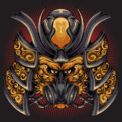 Samurai warrior mask illustration