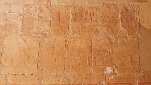 Fragment Of A Stone Stele With Carved Images In An Ancient Temple In Egypt