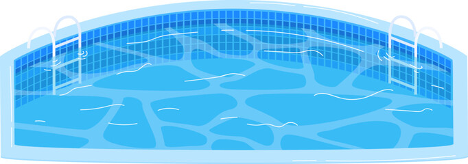 Swimming pool, summer water, blue background, isolated on white, sport recreation, design, cartoon style vector illustration.
