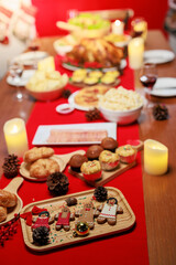 Christmas dinner on the table ready to be eaten by the family.