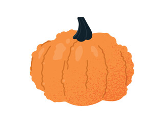 Orange pumpkin icon. Sticker for social media and messengers. Symbol of holiday of fear and horror, culture and traditions and Halloween. Vegetable, natural product. Cartoon flat vector illustration