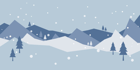snowy winter mountain landscape illustration wallpaper