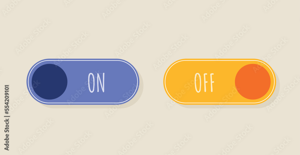 Poster on and off interface. ui and ux design for programs and applications. modern technologies and digita