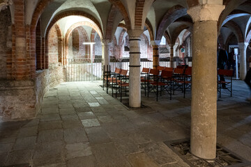  Interior of the crypt of San Giovanni in Conca, former basilica church which dates from the 4th century, located in the centre of Missori square, in Milan, Italy