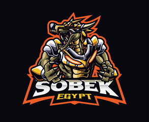 Sci-fi Egypt Sobek mascot logo design