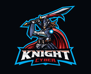 Sci-fi knight mascot logo design