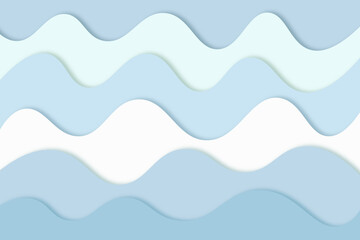Fototapeta premium Blue background wave paper art design. Vector paper cut illustration.