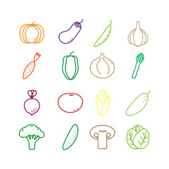 Vegetarian, vegetable, veggies - minimal thin line web icon set. Outline icons collection.