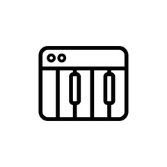Synthesizer line icon. Musical instrument, keyboard instrument, sound, melody, bass, tenor, performer, musician, holiday, event, fun, leisure. Music concept. Vector black line icon on white background