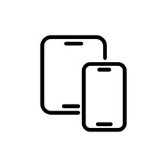 Smartphone line icon. Phone, tablet, gadget, chat, community, lock, security, access, password, closed, unavailable. gadgets concept. Vector black line icon on white background