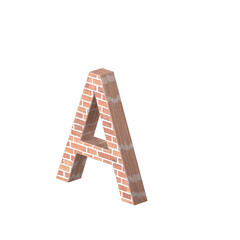 English alphabet symbol isolated made of brick in 3d rendering. English alphabet letter isolated made of tree bark. 3D PNG Image. 3D Transparent Image rendering.