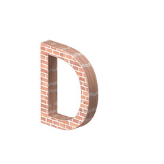 Obraz premium English alphabet symbol isolated made of brick in 3d rendering. English alphabet letter isolated made of tree bark. 3D PNG Image. 3D Transparent Image rendering.