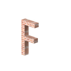 English alphabet symbol isolated made of brick in 3d rendering. English alphabet letter isolated made of tree bark. 3D PNG Image. 3D Transparent Image rendering.