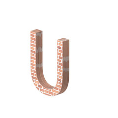 English alphabet symbol isolated made of brick in 3d rendering. English alphabet letter isolated made of tree bark. 3D PNG Image. 3D Transparent Image rendering.