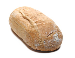 Dark homemade loaf of half-white bread, from wholemeal flour  isolated on white