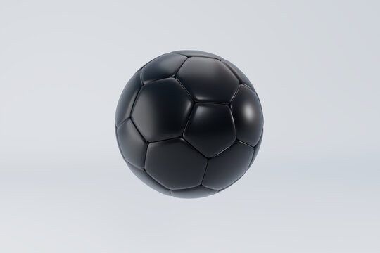 3d Render Of A Black Soccer Ball On A White Background.