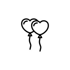 Air balloons line icon. Helium, heart, valentine's day, anniversary, birthday, event, important date, relationship. Holiday concept. Vector black line icon on white background
