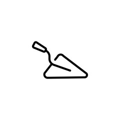 Trowel line icon. New building, work, cement, masonry, wall, plaster, tools, houses, design. Construction concept. Vector black line icon on white background