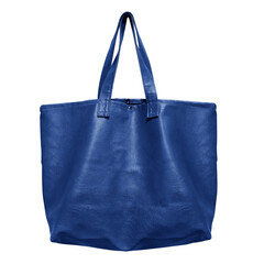 Blue leather tote bag mockup