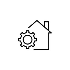 Smart home line icon. Password, gear, settings, edits, access, access point, automation, uninterruptible power supply, equipment. security concept. Vector black line icon on white background