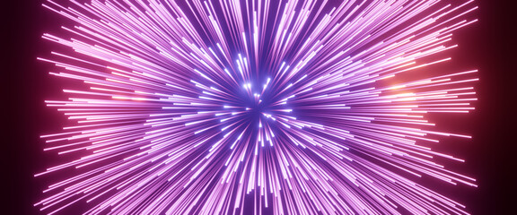 Obraz premium Illustration of colorful pink and purple fireworks, happy new year celebration or event background