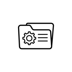 Obraz premium Folder line icon. Electronic folder, file folder, computer folder, database, user, access, personalization. Data storage concept. Vector black line icon on white background.