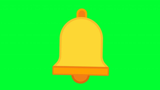 Bell icon pictogram roating on green screen. Ring bell notification template Cartoon animation 4k. Useful for social media, interfaces, infographics, websites.