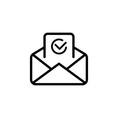 Letter line icon. Envelope, telegram, sheet, messenger, message, picture, attached file, mail, correspondence, data, attachments. communication concept. Vector black line icon on white background