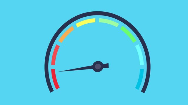 Motor Bike speedometer tachometer going up on Green Screen. Suitable for Rating customer satisfaction meter. internet speed measurement. Risk indicator icon. 