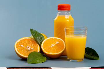 Natural orange juice in the glass