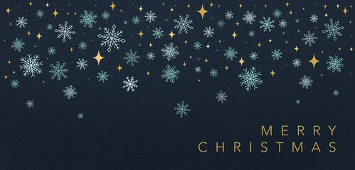 Merry Christmas Background Card With Snowflakes And Stars