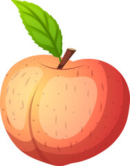 fruit peach cartoon vector. juicy nectarine, fresh slice, yellow orange food, red leaf, organic sweet fruit peach. isolated color illustration