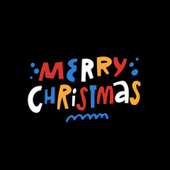 Merry Christmas holiday hand drawn modern typography lettering phrase.