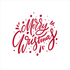 Hand drawn red color modern brush calligraphy holiday.