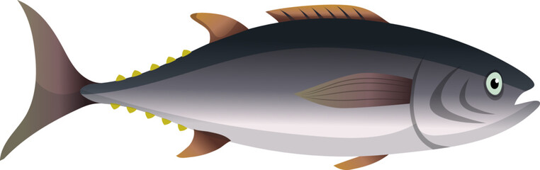 tuna fish cartoon. freash raw, sea food, blue ocean piecem fillet steak tuna fish vector illustration