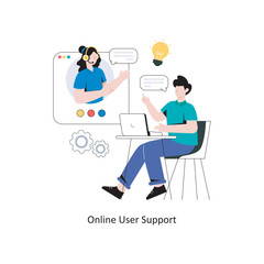 Fototapeta na wymiar Online User Support Flat Style Design Vector illustration. Stock illustration