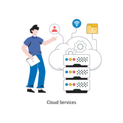 Fototapeta na wymiar Cloud services Flat Style Design Vector illustration. Stock illustration